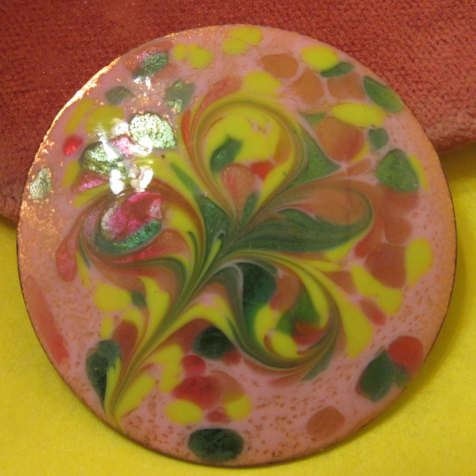 Vintage Lot 4 Mid Century Mod Inga Israel Enamel Copper Shepard Pink Brooches