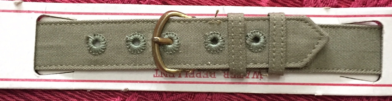 Vintage WW2 Watch Band US Military Issue Surplus NOS 16mm 5/8″ Gold Buckle B1FG