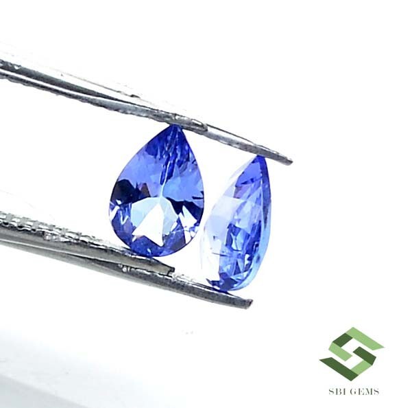 6×4 mm Certified Natural Tanzanite Pear Excellent Cut Pair 0.82 Cts Loose Gems