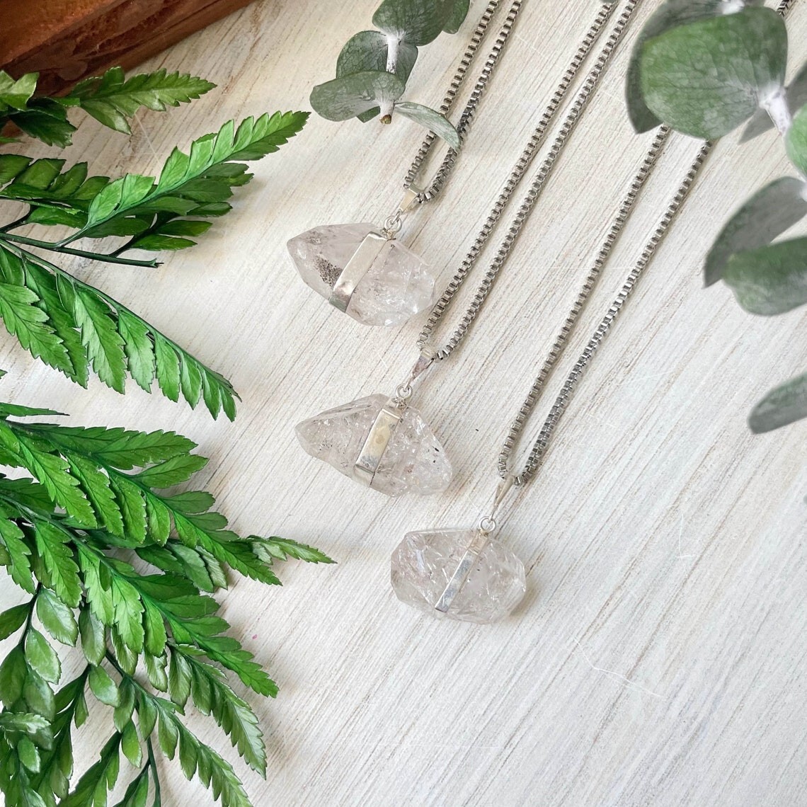 Big Herkimer Diamond Raw Drop Pendant Sterling Silver Handmade Gemstone Pendant