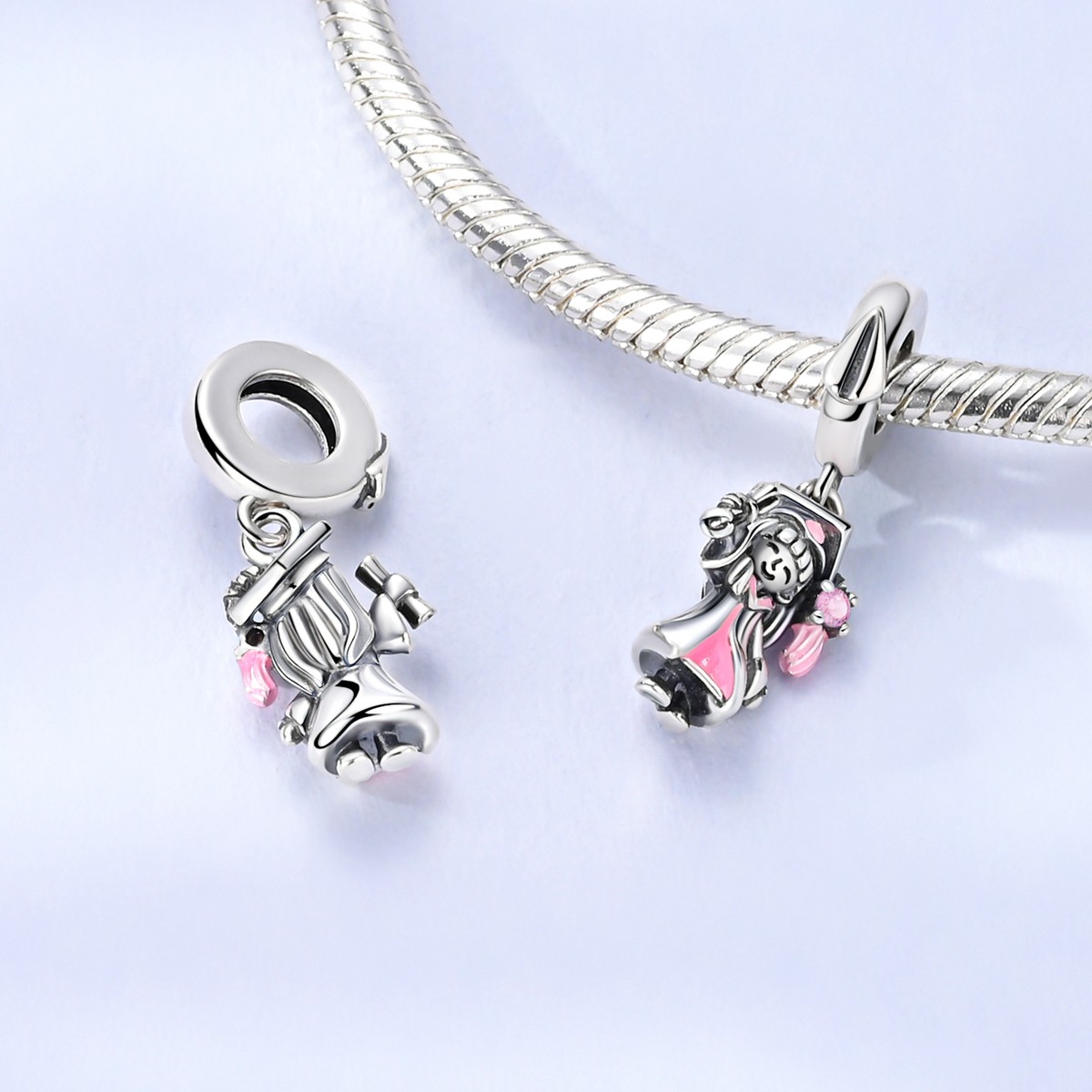 MULA 925 Sterling Silver DIY Charm CZ Graduation Girl Pendant for Women Bracelet