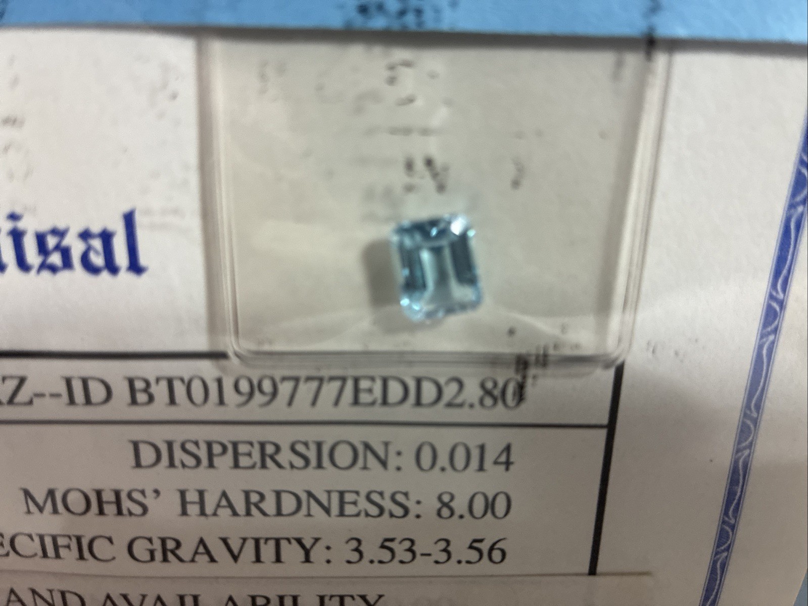Genuine Blue Topaz 2.80 Carats w Certificate of Appraisal Included