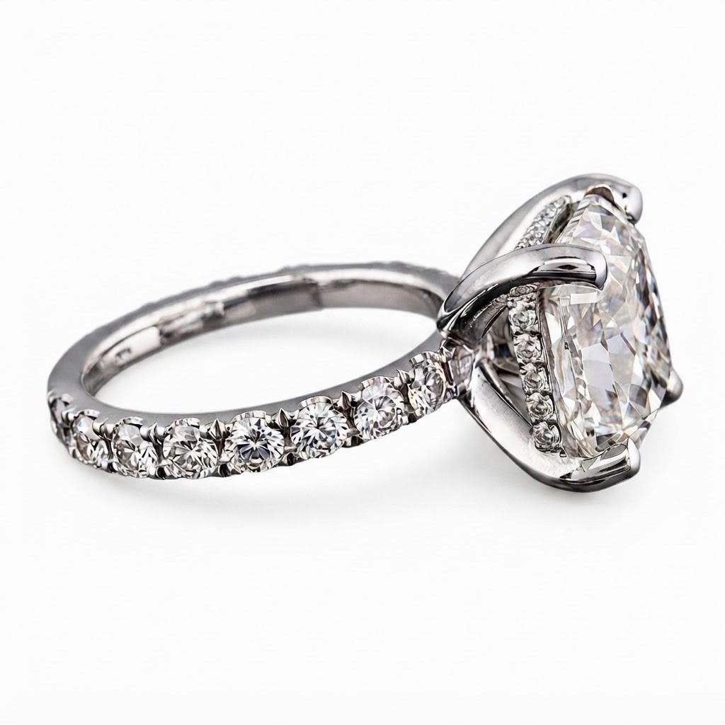 6.50ct Radiant Cut Lab Grown Diamond Engagement Ring