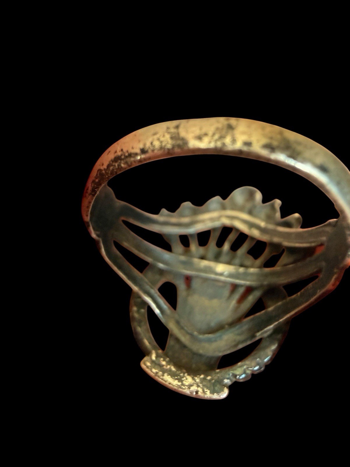 Unique Southwest Sterling Silver Green Turquoise Ring Size: 5.5