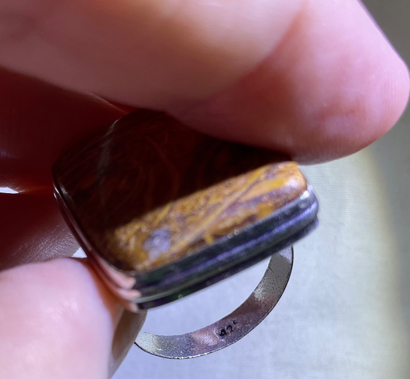 Mariam Jasper 925 Sterling Silver Ring Handmade Artisan Sz 8.75 FREE SHIPPING