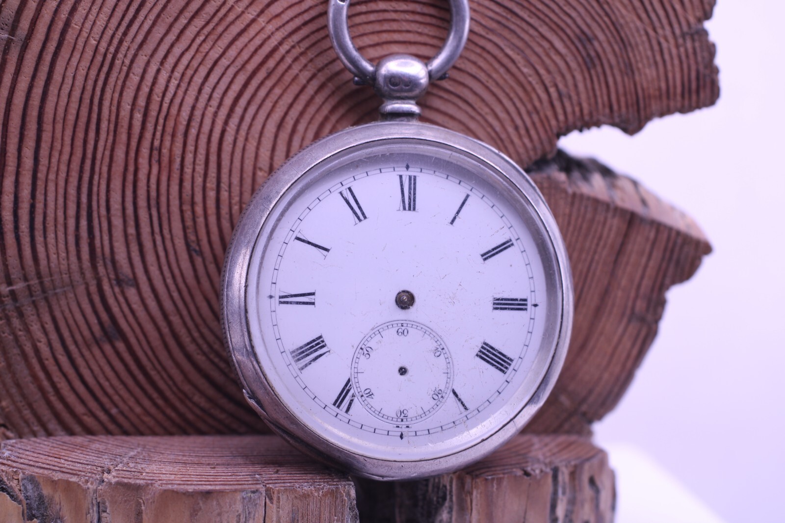 C.E. HALLETT HASTINGS MEN’S KEYWIND SILVER SWISS POCKET WATCH 48.5mm ⌀ (KA)
