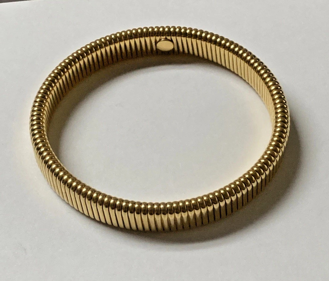 Gold Tone Tube Bracelet 3/8 in. wide