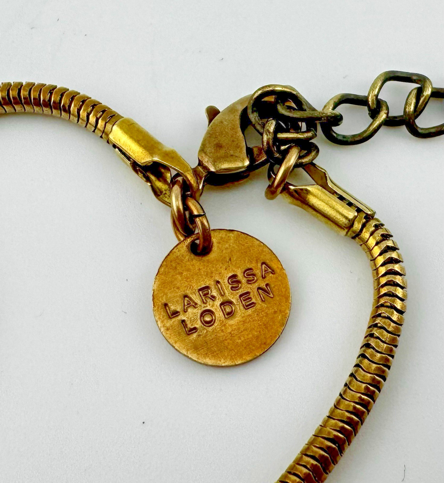 Larissa Loden Brass Statement Necklace Geometric Arch Fringe Pendant Boho