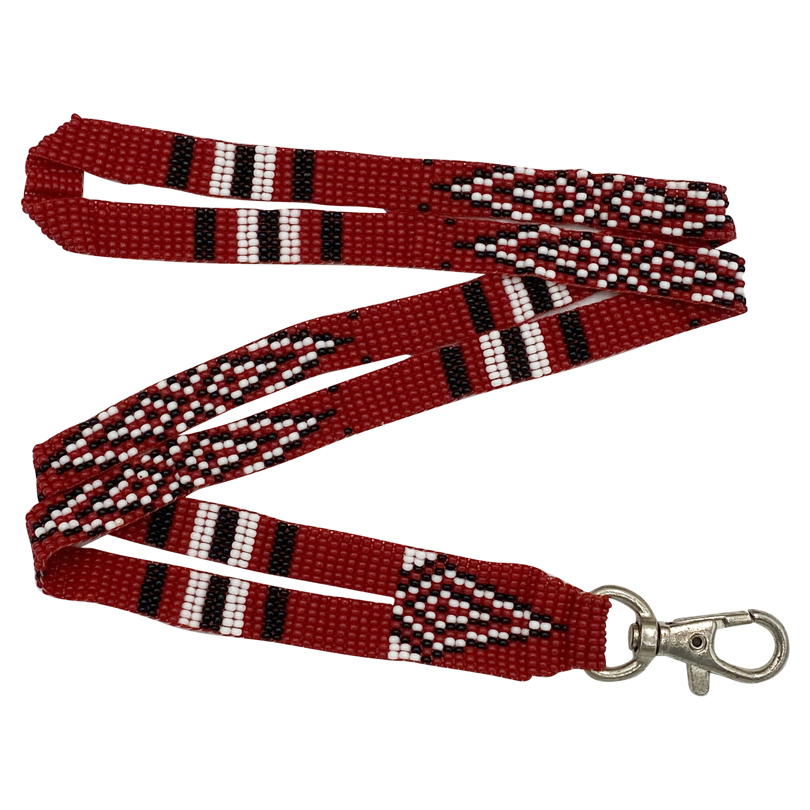 Brown Black White Seed Beaded Handmade Lanyard Id Holder