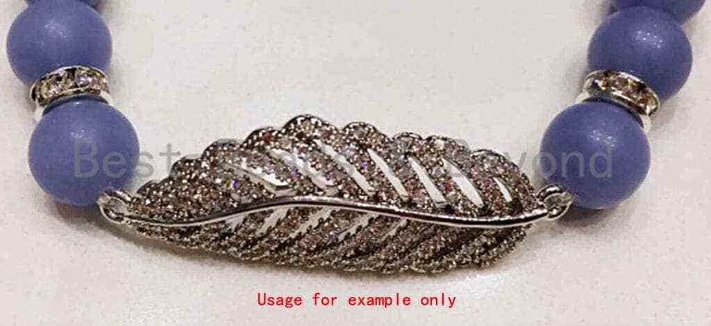 CZ Micro Pave Leaf Pendant, Clear CZ Pave in Gold Rose Gold Black Silver