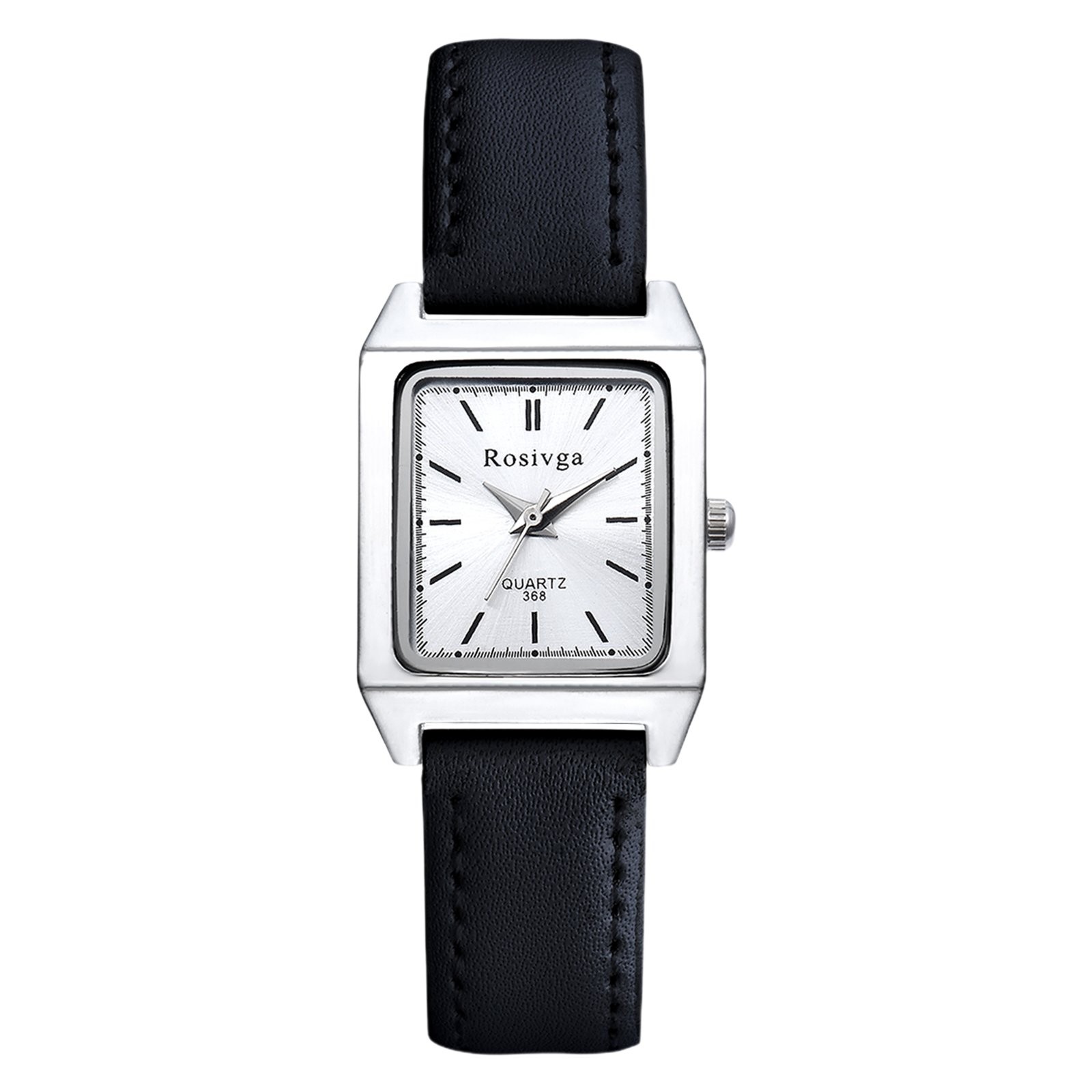 Women Soft PU Leather Band Quartz Elegant Rectangle Dial Wristwatch for Ladies