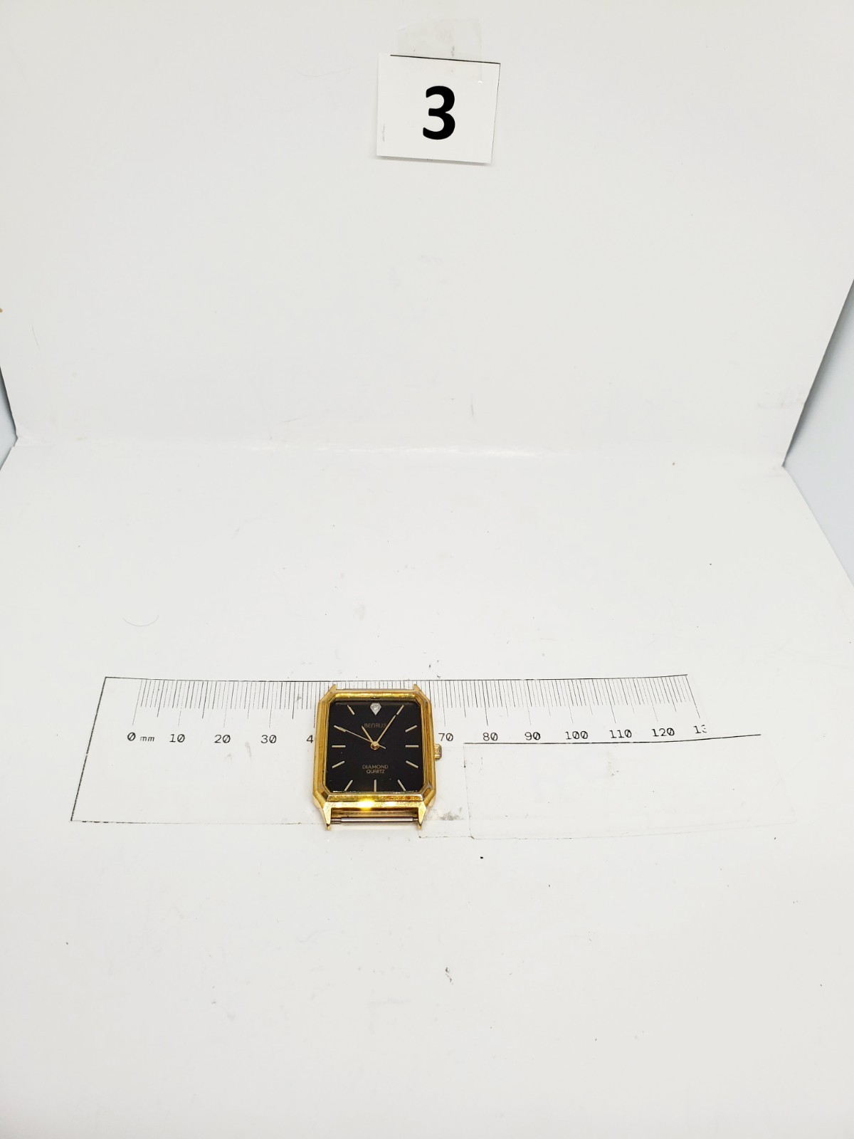 USED WORKING BENRUS DIAMOND QUARTZ VINTAGE DRESS WATCH