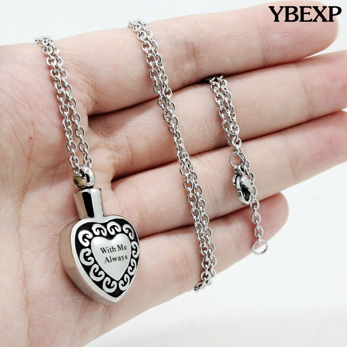 “With Me Always” Cremation Jewelry Keepsake Memorial Urn Necklace Ash Holder New