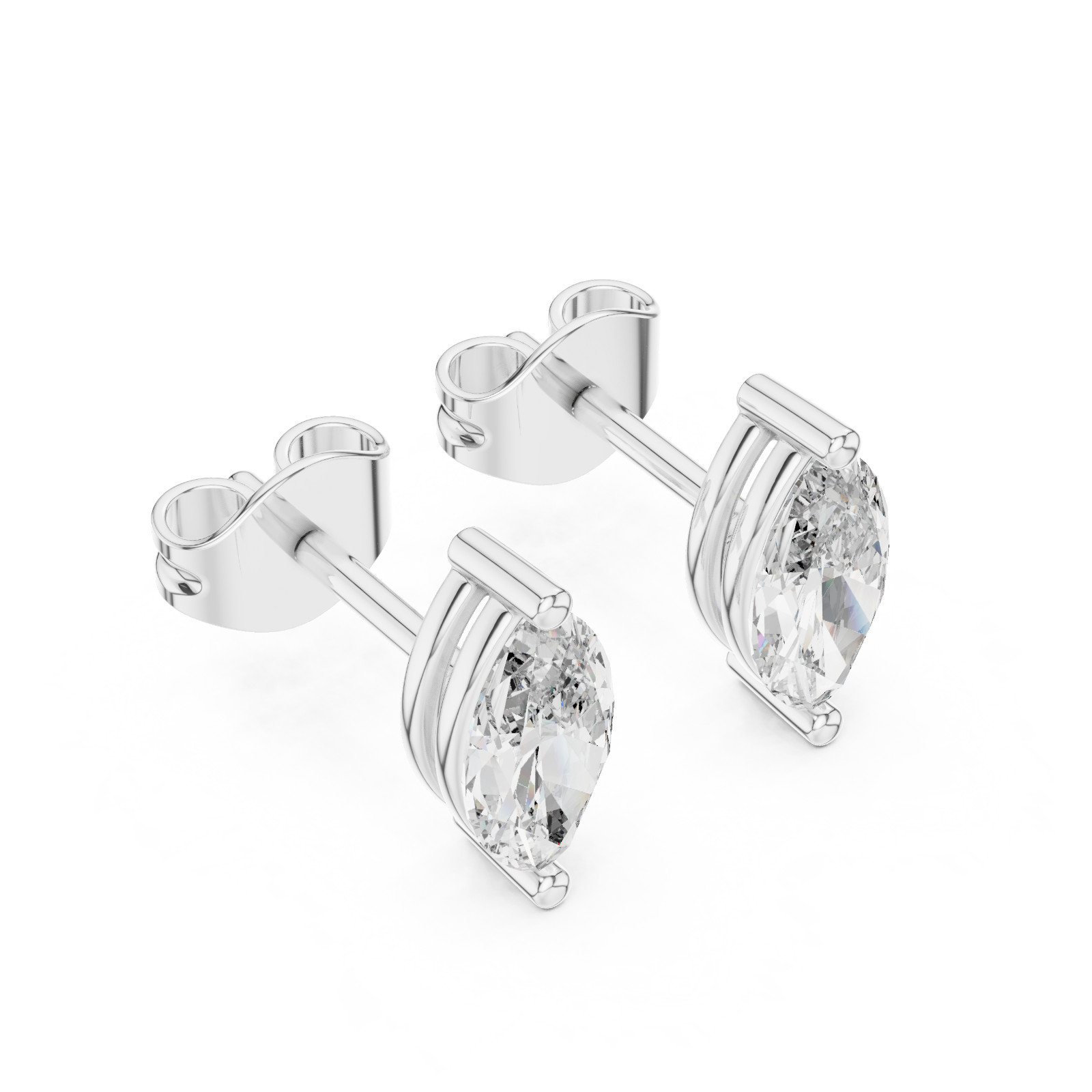 Certified Natural Diamond Designer Style Prong Studs Earrings 14K Gold Over