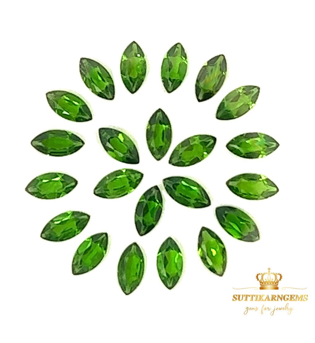 6×3 MM Natural Green Chrome Diopside Marquise Cut Loose Gemstones Lot ,