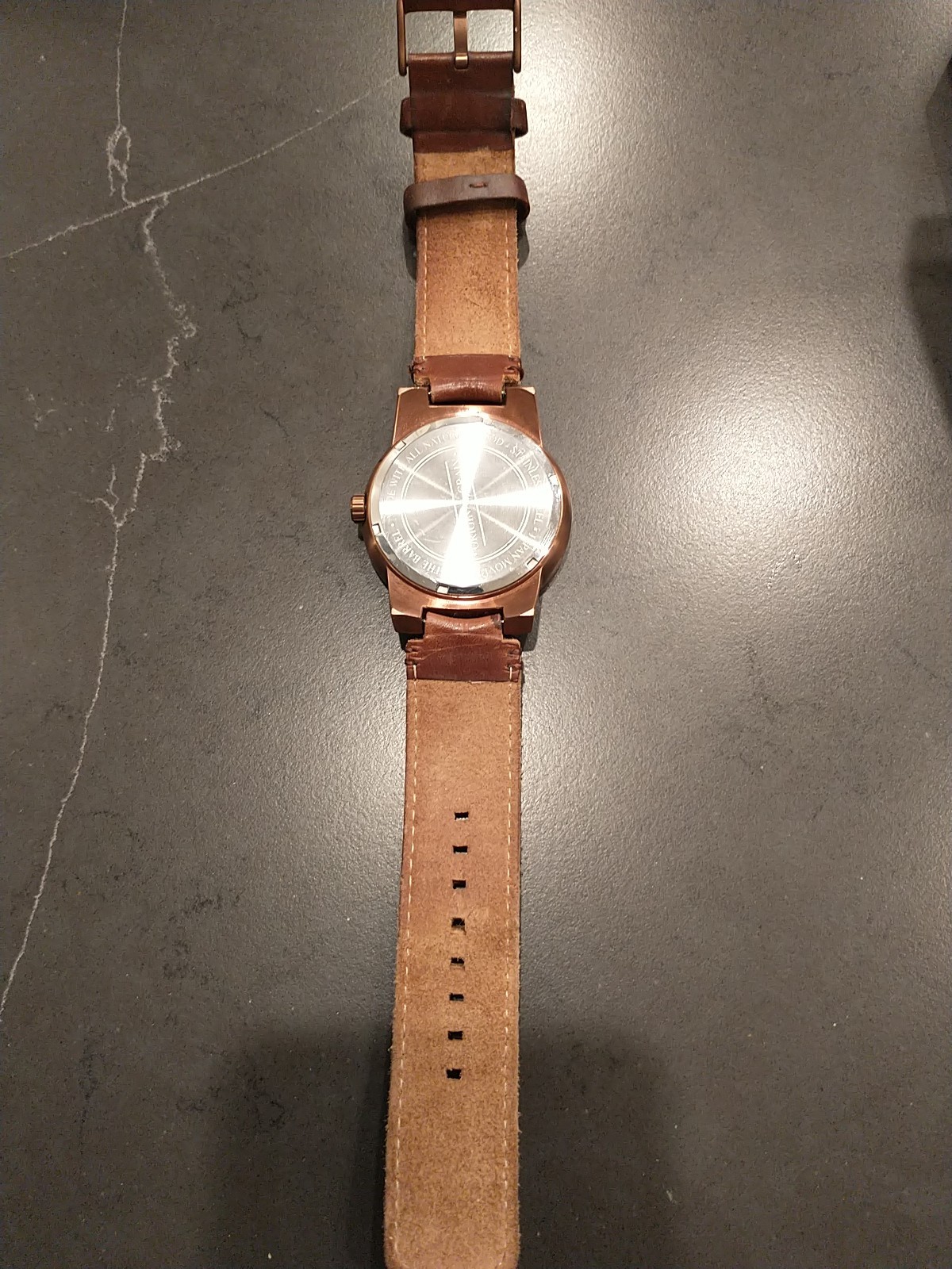 Original Grain The Barrel Whiskey Wood Leather Band Mens Watch