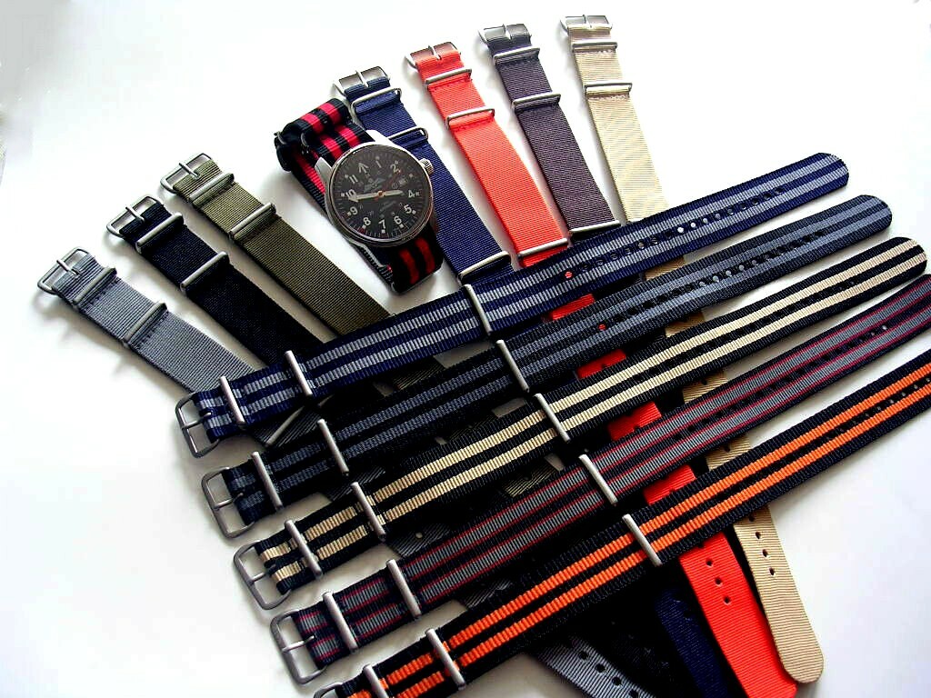 NATO® watch band 24mm G10 Premium nylon strap 2 pak RAF Bond IW SUISSE 18 20 22