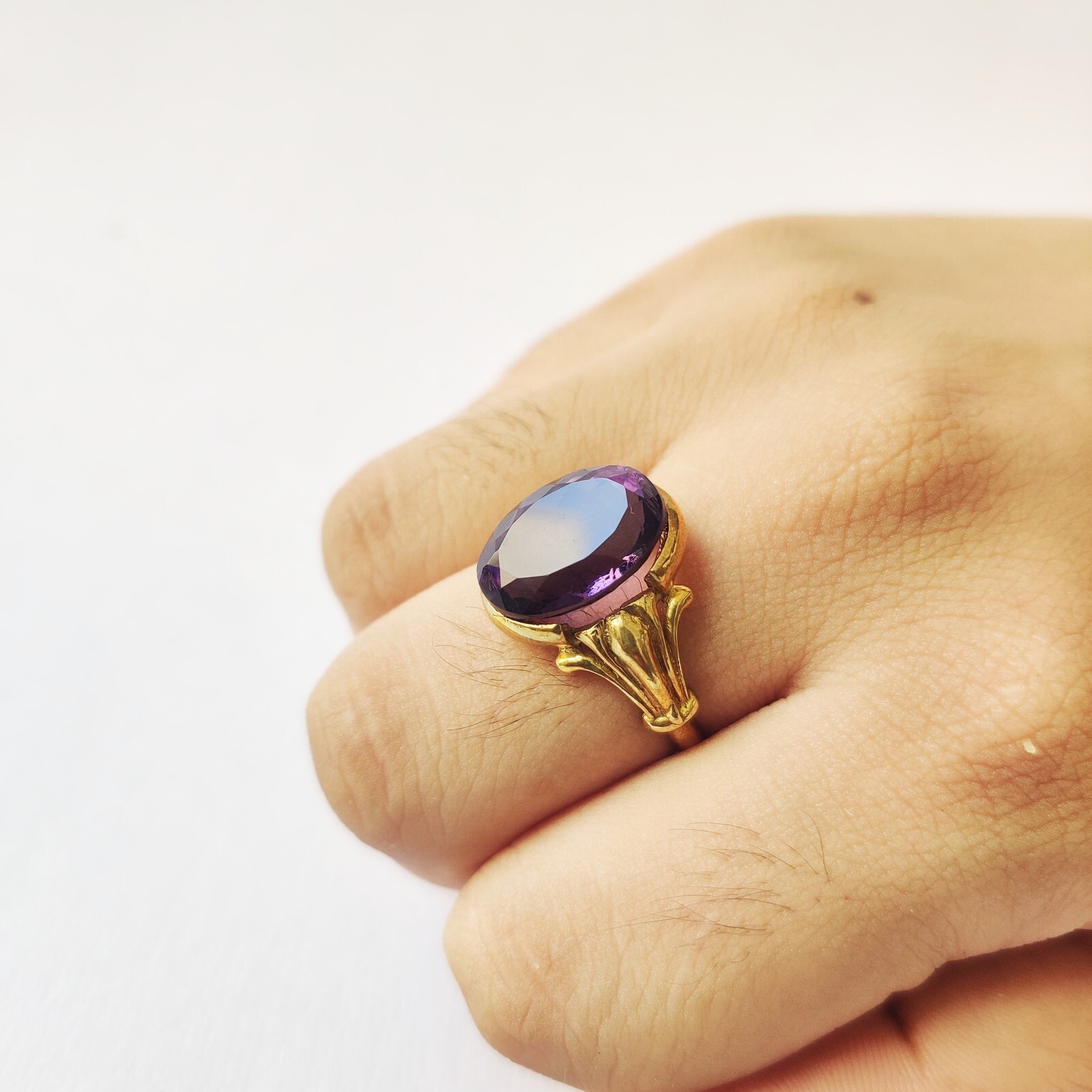 925 Starling Silver Created Amethyst Ring Size 7 Handmade Art And Deco Victorian