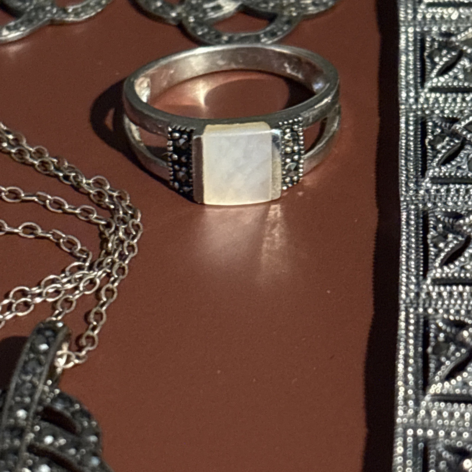 925/Sterling Marcasite Set! Thailand / Vintage 7 Item Variety !!