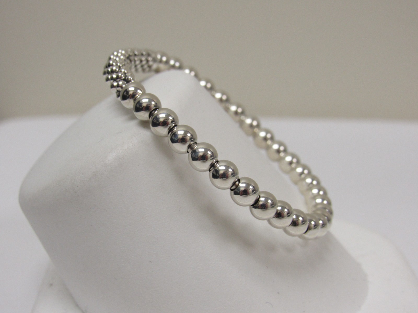Designer LAGOS Sterling Silver Signature Caviar Stretch Bracelet