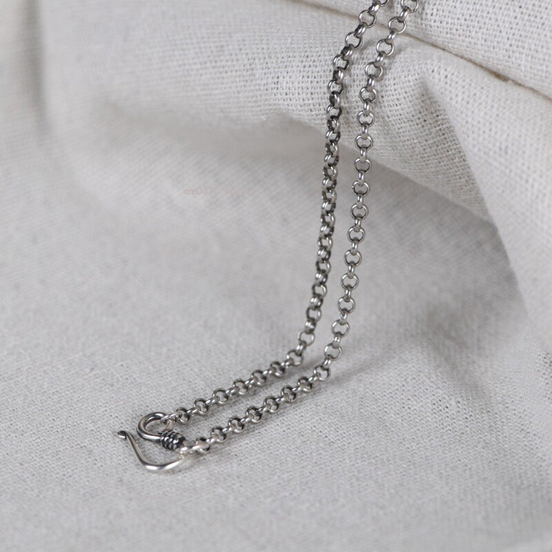 Pure S925 Sterling Silver Necklace Women’s 3mm Rolo Chain Circle Link 16-32inchL