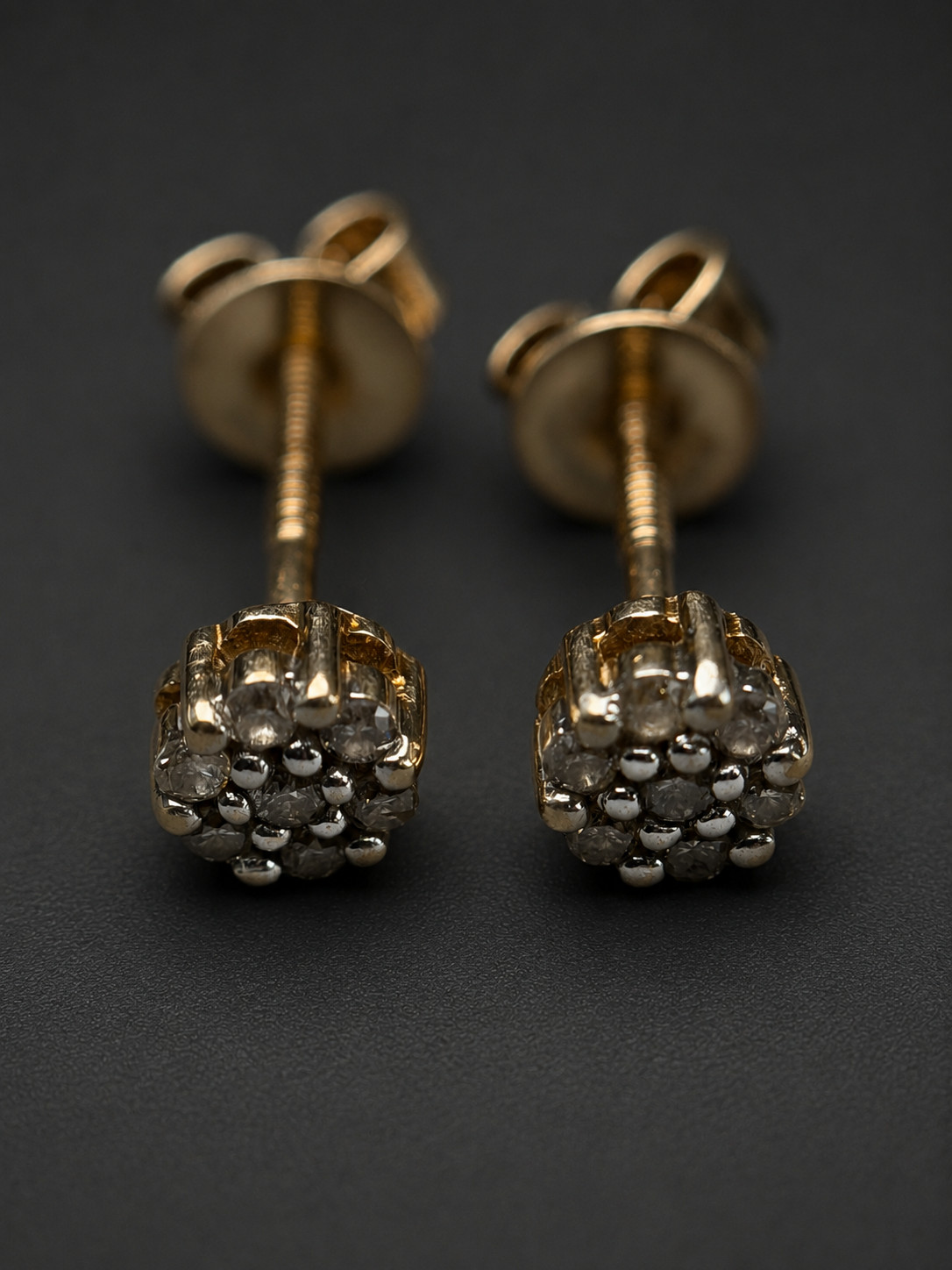 Women’s 10K Yellow Gold Honeycomb Diamond Stud Earrings