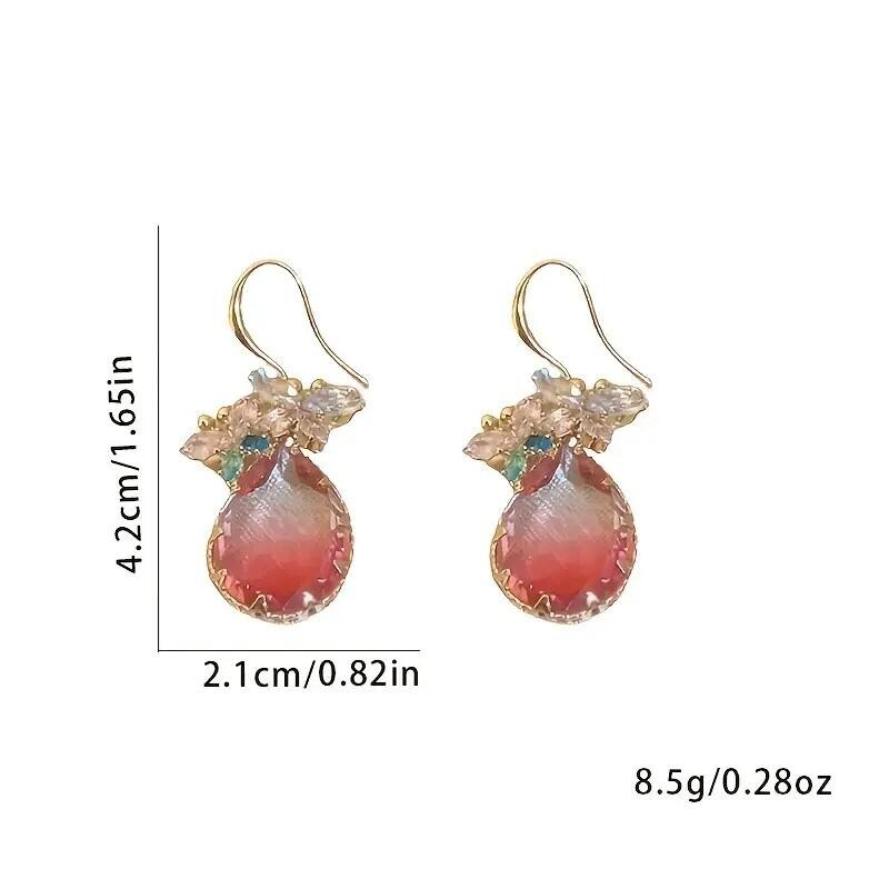 Fashion Women Pink Butterfly Water Drop Pendant Earrings Jewelry Party Gift New