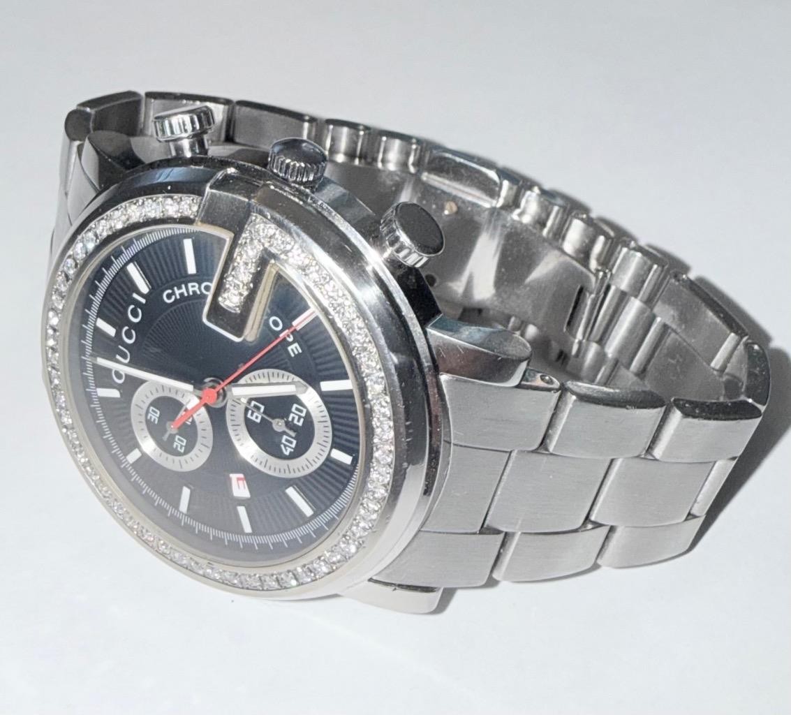 GUCCI MENS 101M CHRONOSCOPE LAB GROWN DIAMOND WATCH (PARTS/REPAIR)