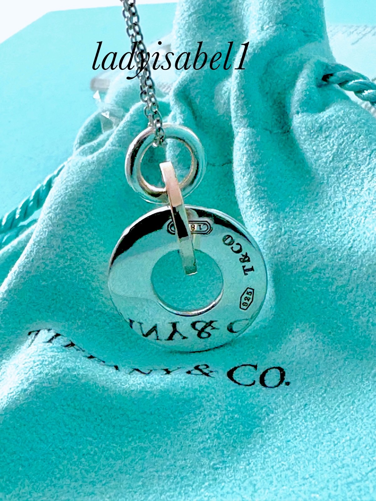 18.5″ Tiffany & Co 1837 Rubedo Silver Interlocking Drop Circle Adjust. Necklace