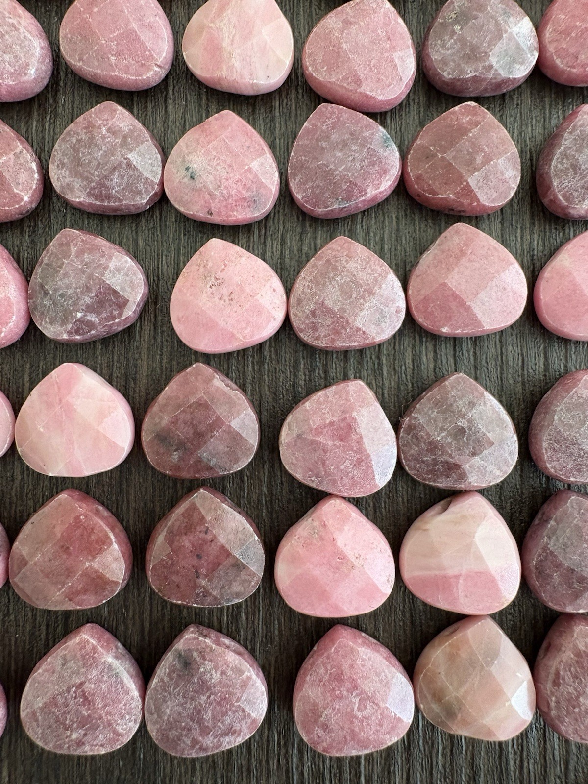 LOT Of Mixed Rhodonite Faceted Heartshape Roundelle Pink Stones Beads Read Info