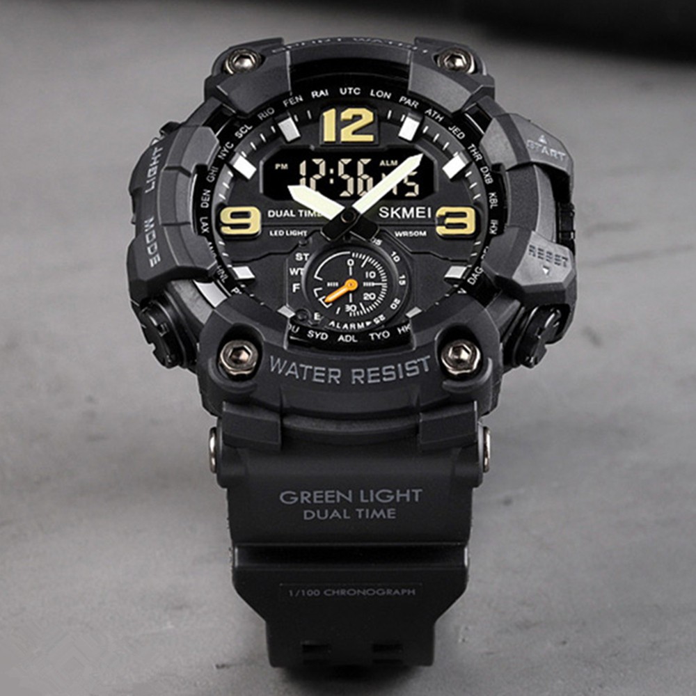 SKMEI Men Watch Shockproof Wristwatch Military Army Green Sport Digital Watches