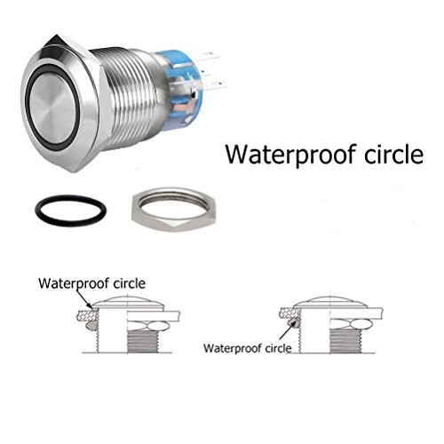 Momentary Push Button Switch 1NO1NC Waterproof Silver Stainless Steel Shell Red