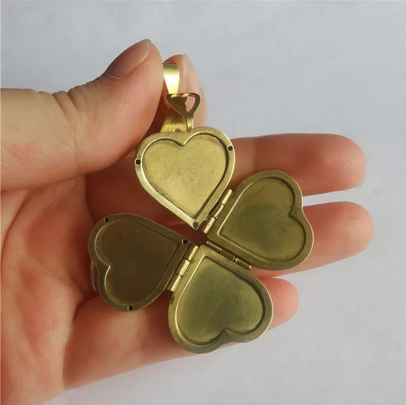Four Photo Locket, Heart Shaped Locket Necklace Gold Jewelry – Gift
