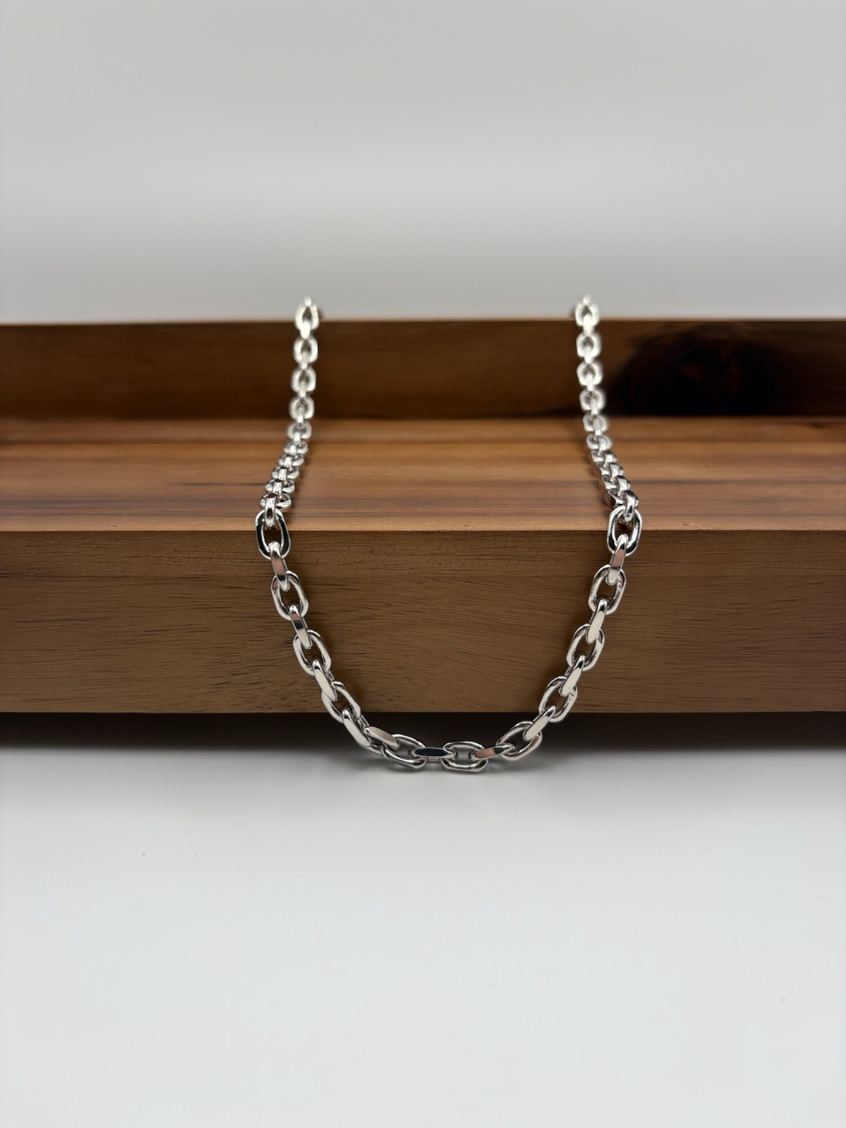 20 INCH 6MM STERLING SILVER HERMES CABLE ANCHOR LINK CHAIN RHODIUM 50.9G 925