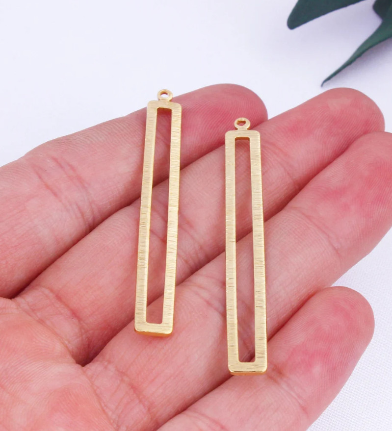 Brushed Brass Bar Earring Pendant Raw Brass Earring Charms Birthday Gift For Her