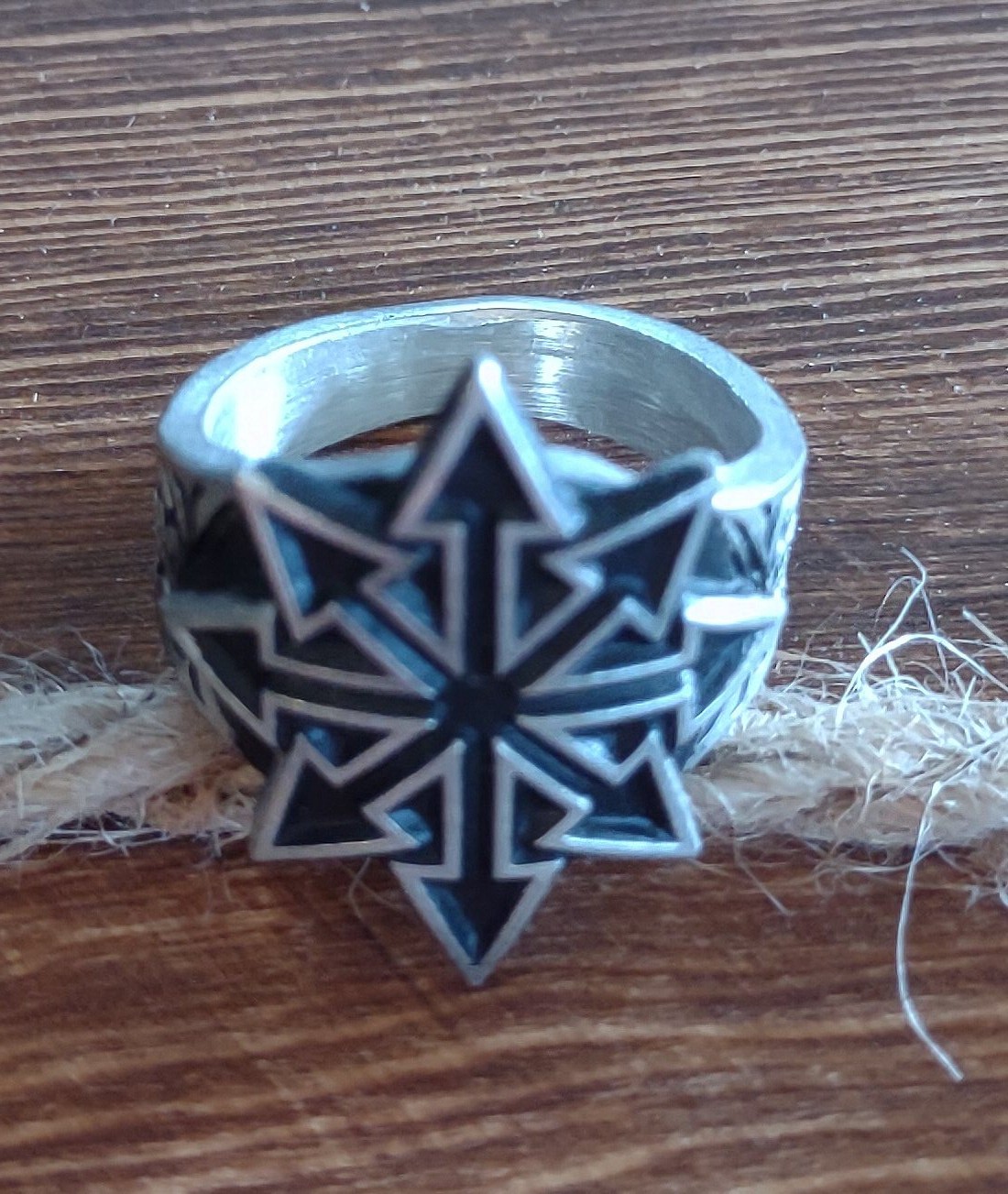 Chaos symbol ring Chaos 8 pointed star pewter ring sizes 7 to 14