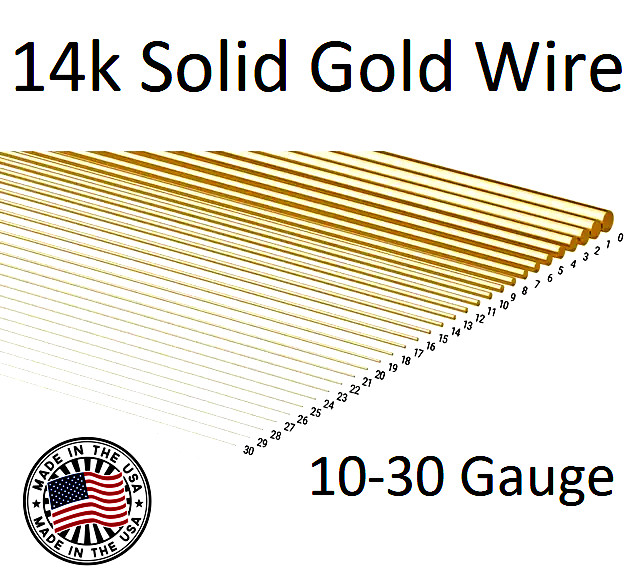 Best 14K Solid Gold Yellow Round Wire Half Hard 10-30 Gauge 1″ to 36″ Wholesale