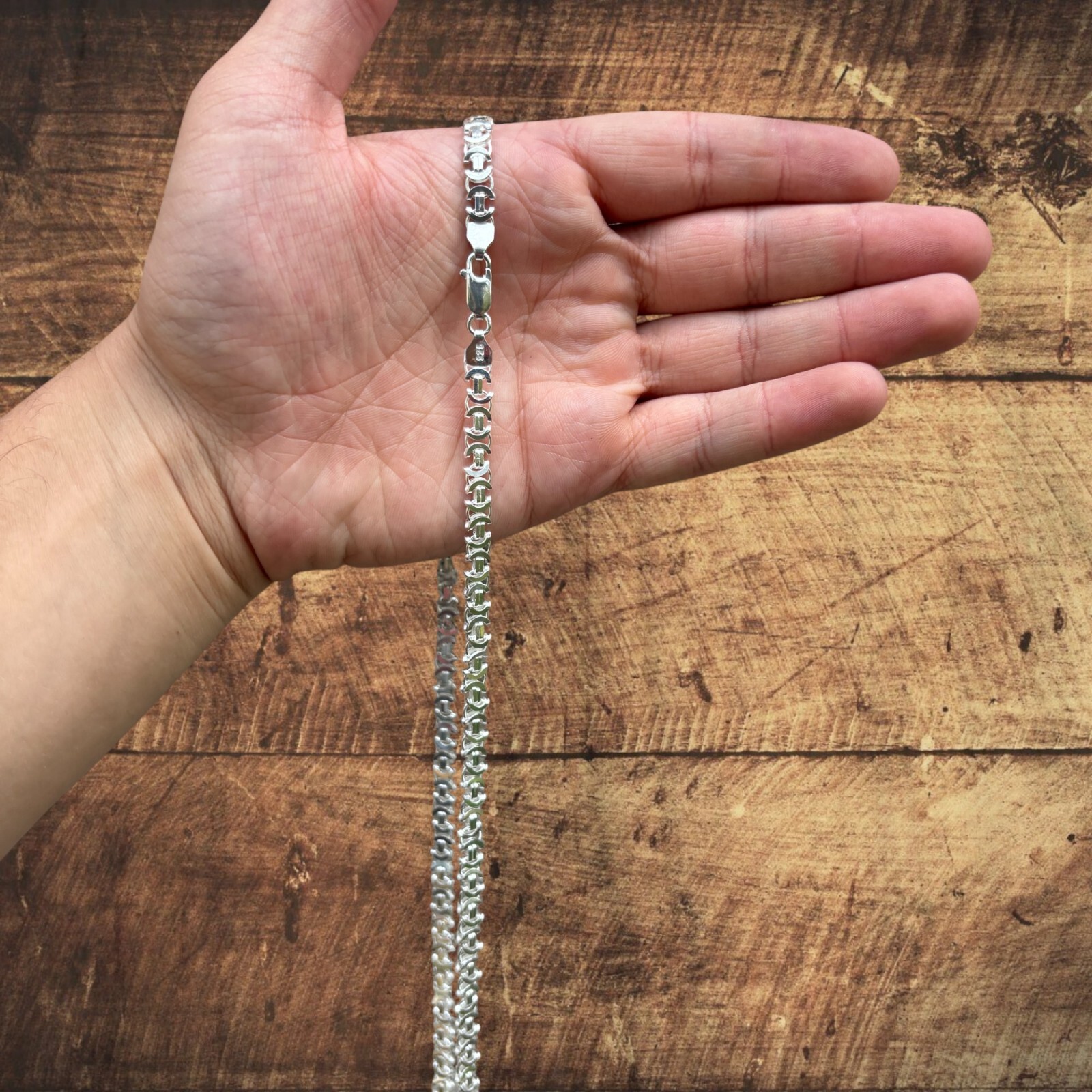 6mm Flat Byzantine Chain Necklace – Real Solid 925 Sterling Silver ITALY