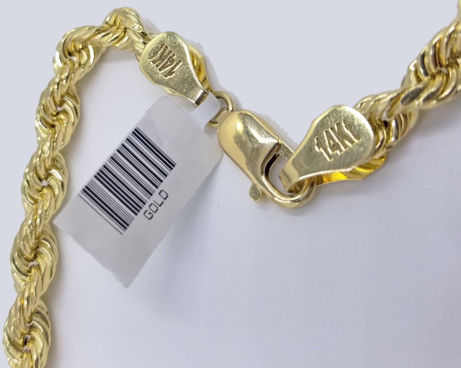 Real 14k Yellow Gold Rope Chain 6.5mm 24″ inch Long 14kt Men’s Necklace