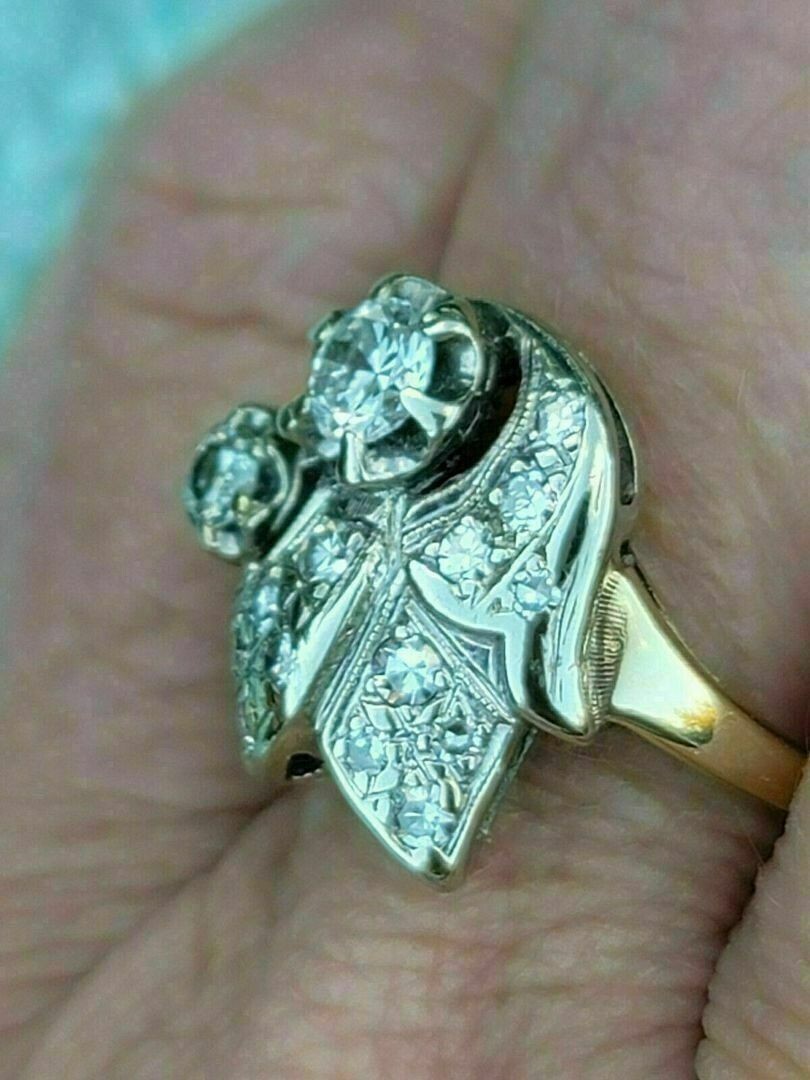 2.10Ct Lab-Created Cut VVS1/D Diamond Cluster Engagement Ring 14K Yellow Gold Fn