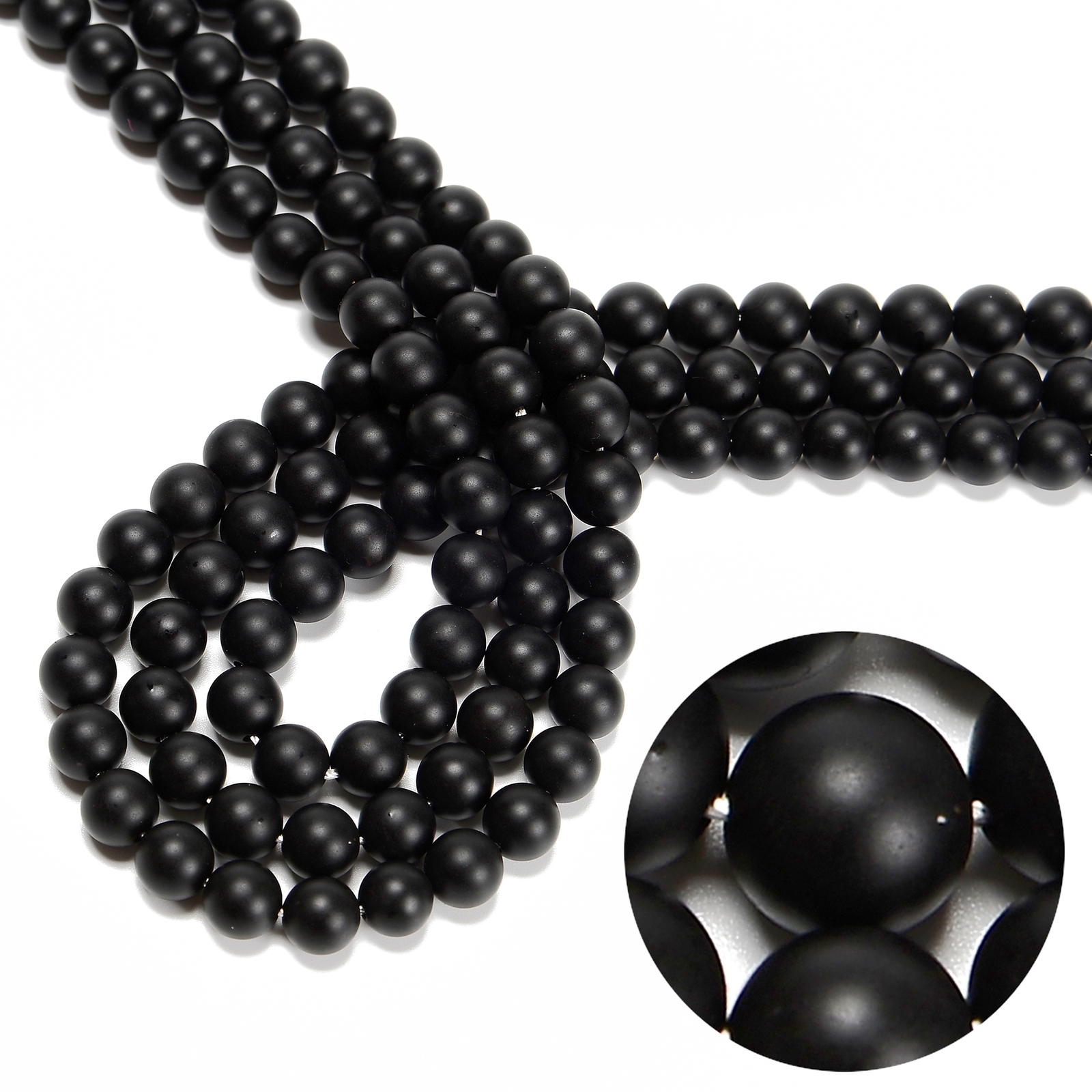 Black Onyx Matte Round Beads 4mm 6mm 8mm 10mm 12mm Approx 15.5″ Strand