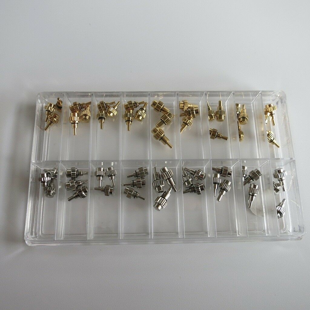 1 Set Stainless Steel Silver/Gold Watch Pusher Button Crown Flat Head Push Type