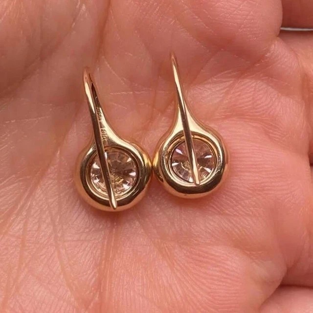 Antique Style 1.5 Ct Round Cut Created Diamond 14K Yellow Gold Finish Earrings