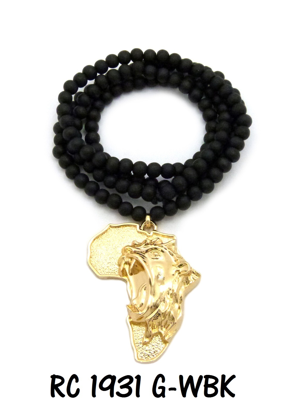 Hip Hop Roaring Lion Head in Africa Map Pendant 24″, 30″ Various Chain Necklace