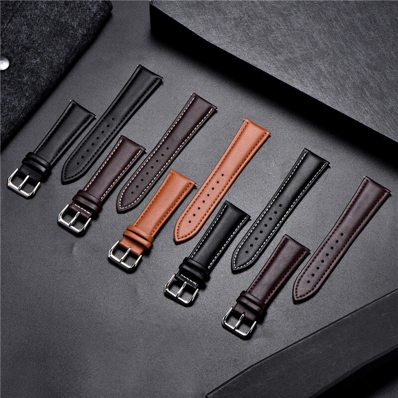 Correa De Reloj De Cuero De Becerro Banda De Piel Suave 18mm-24mm Acero UNISEX