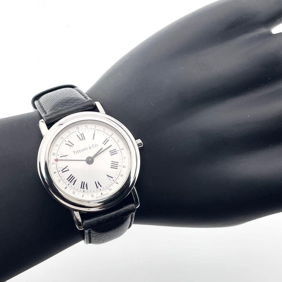 [B1P] Tiffany M191 Round Alarm Quartz Silver Dial Mens Wristwatch [w9t]