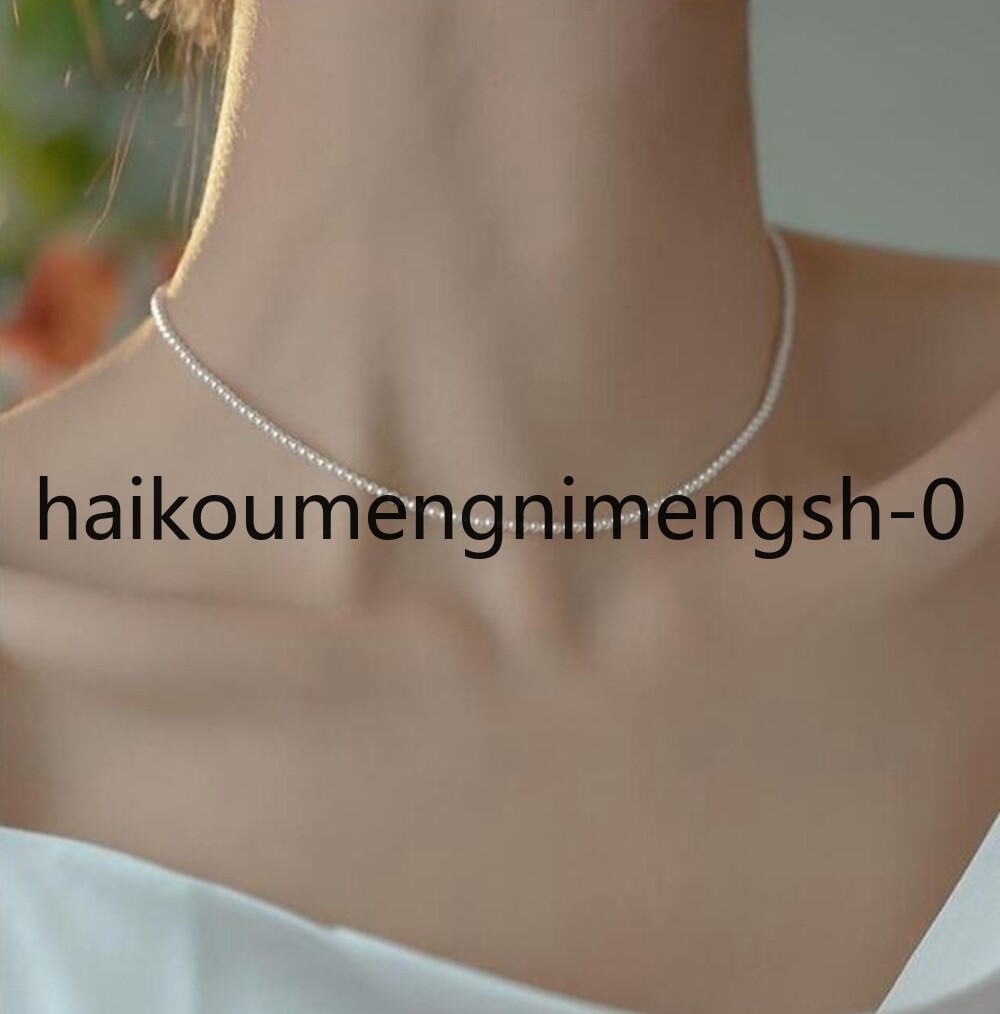Real Natural 2mm 3mm 4mm White Akoya Pearl Round Beads Necklace 15″