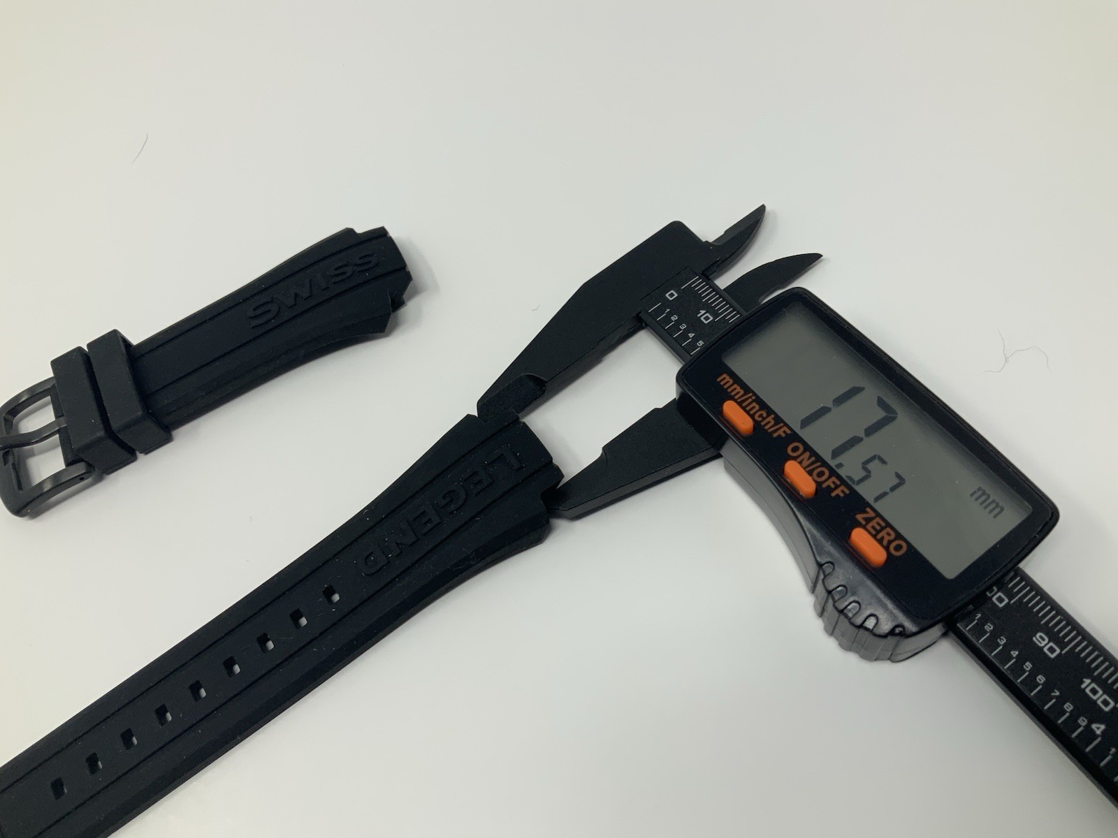 NOS Swiss Legend Neptune Black Rubber Strap with Black brushed steel buckle 18mm