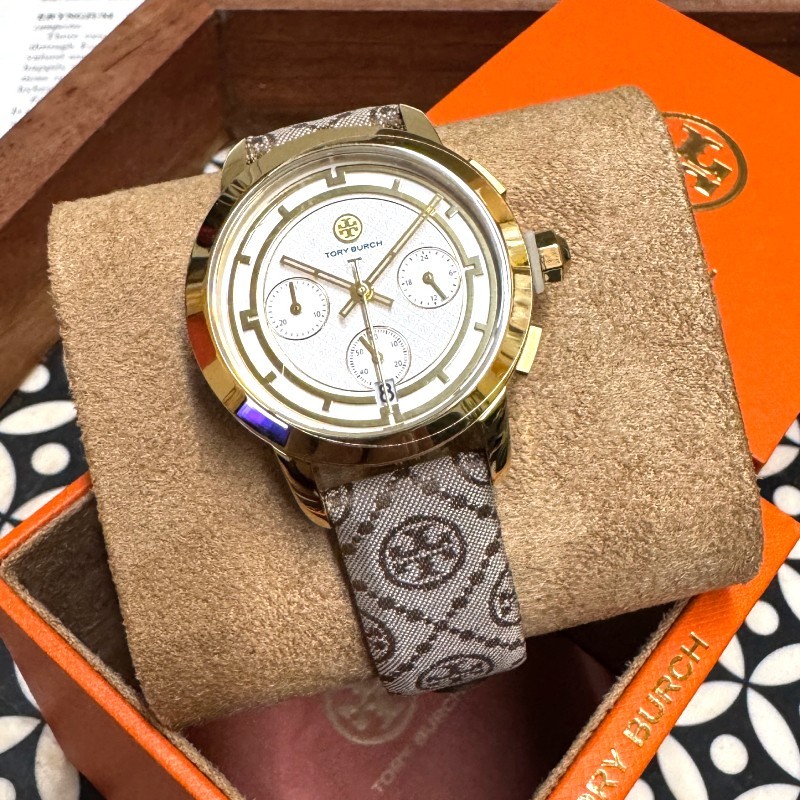 NEW TORY BURCH T MONOGRAM CHRONOGRAPH WATCH TBW1050