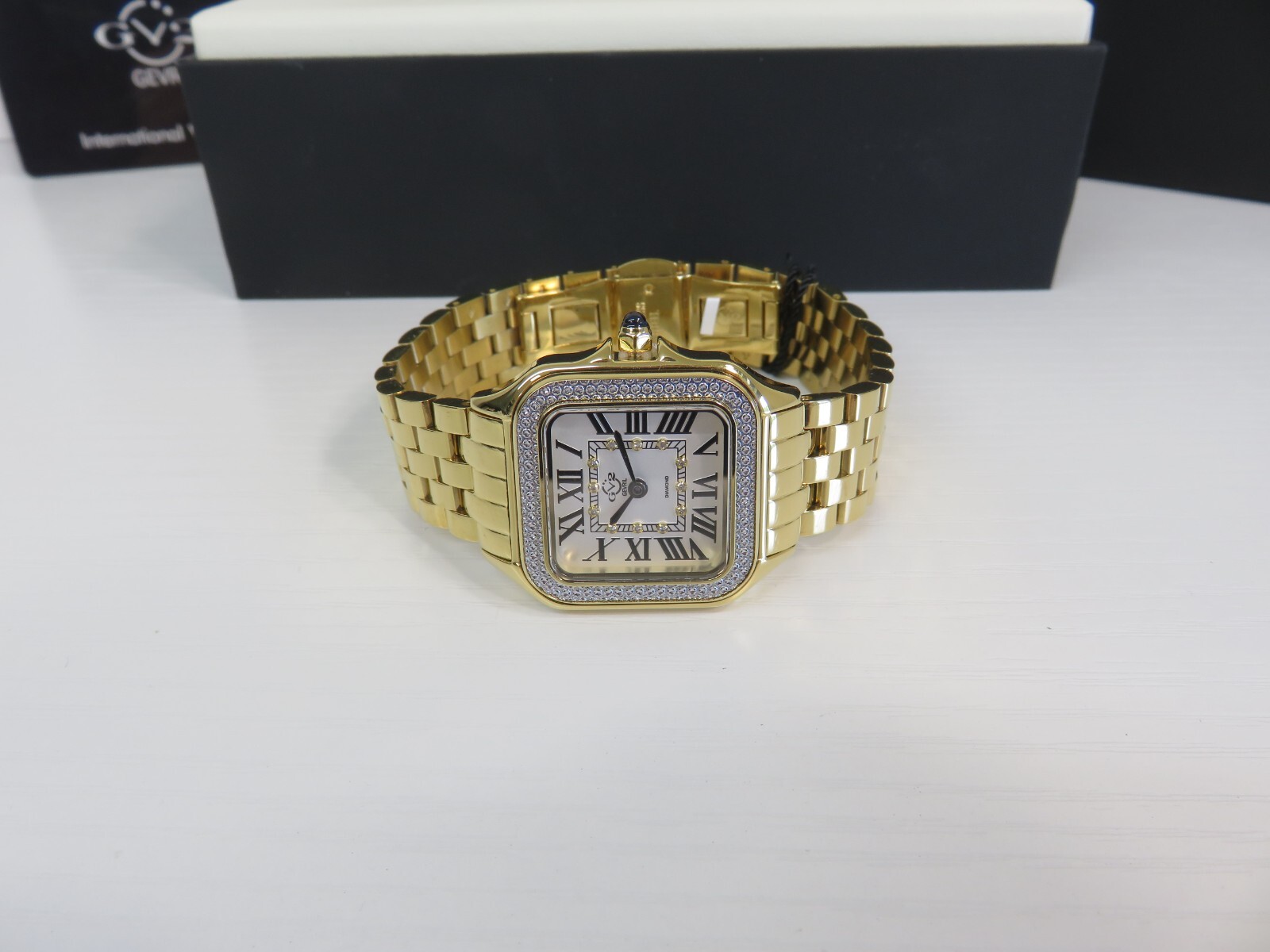 GV2 by Gevril Women’s 12112B Milan Swiss Quartz IPYG Steel Diamond Watch